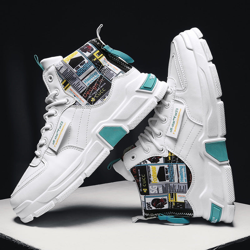 Graffiti Platform Lace-up Men Shoes