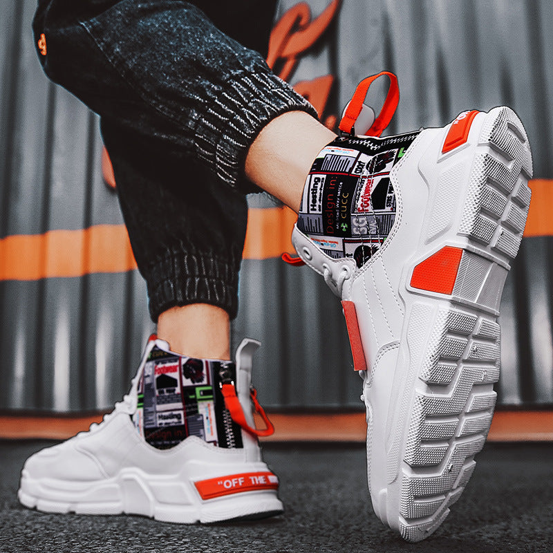 Graffiti Platform Lace-up Men Shoes