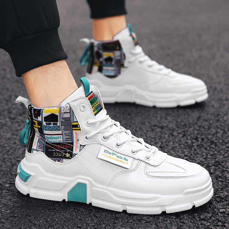 Graffiti Platform Lace-up Men Shoes
