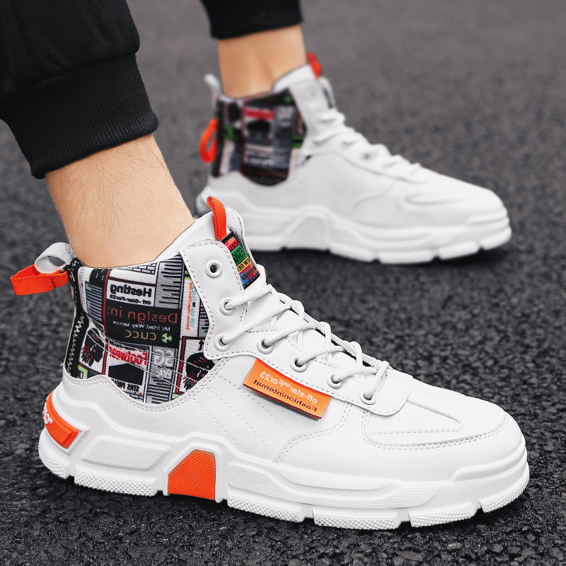 Graffiti Platform Lace-up Men Shoes