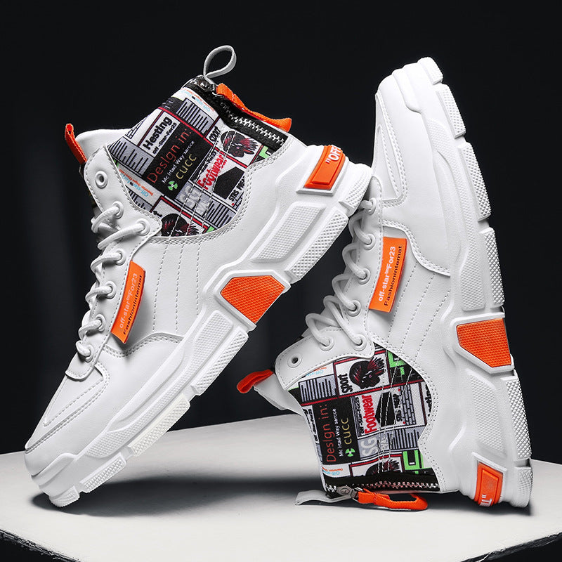 Graffiti Platform Lace-up Men Shoes