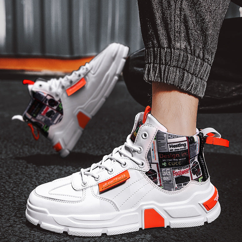 Graffiti Platform Lace-up Men Shoes