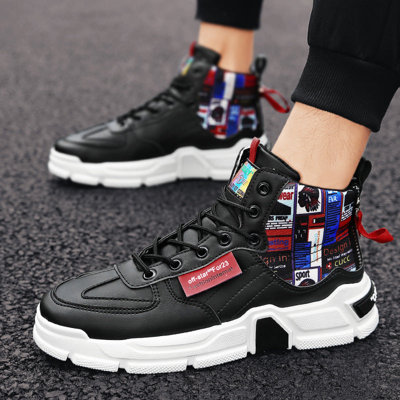 Graffiti Platform Lace-up Men Shoes