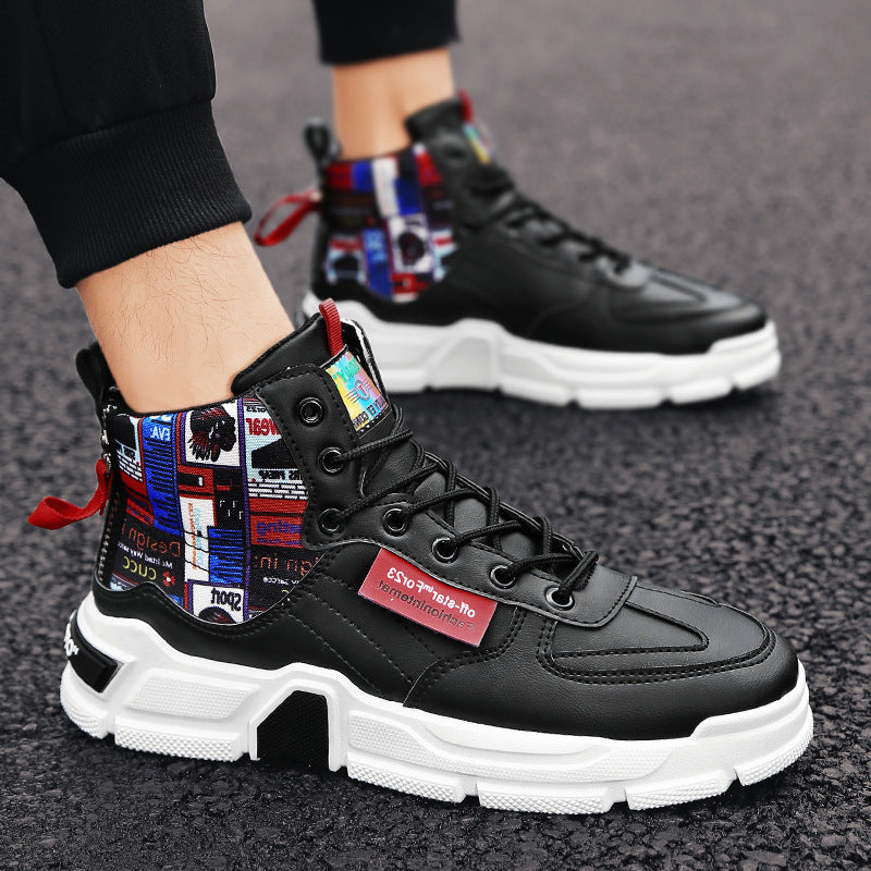 Graffiti Platform Lace-up Men Shoes