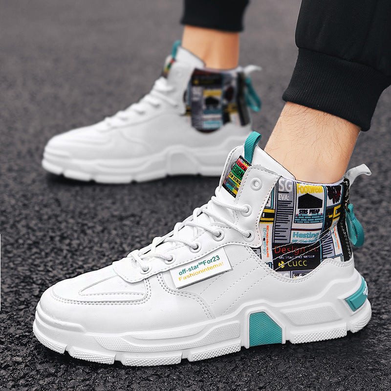 Graffiti Platform Lace-up Men Shoes