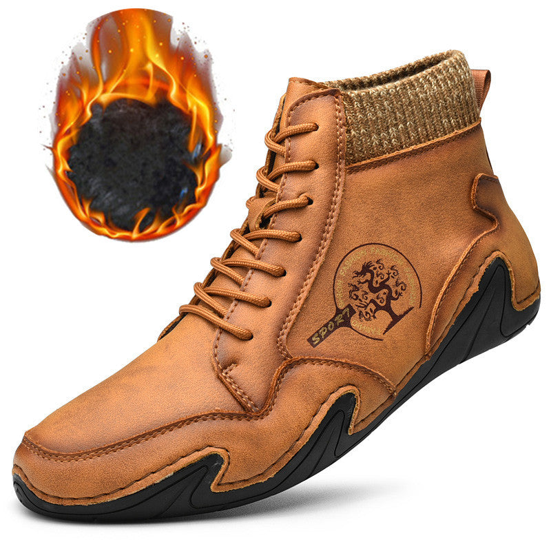 Men Handmade Leather Comfy Soft Sock Ankle Boots