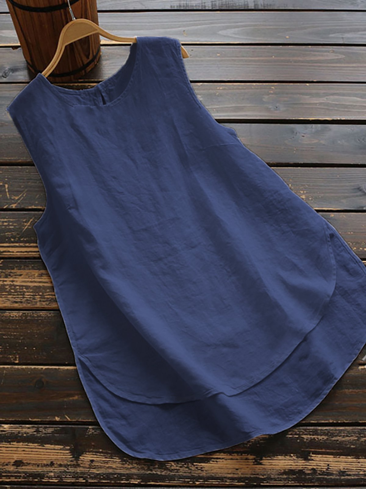 Cotton Sleeveless Paneled Shirts & Tops