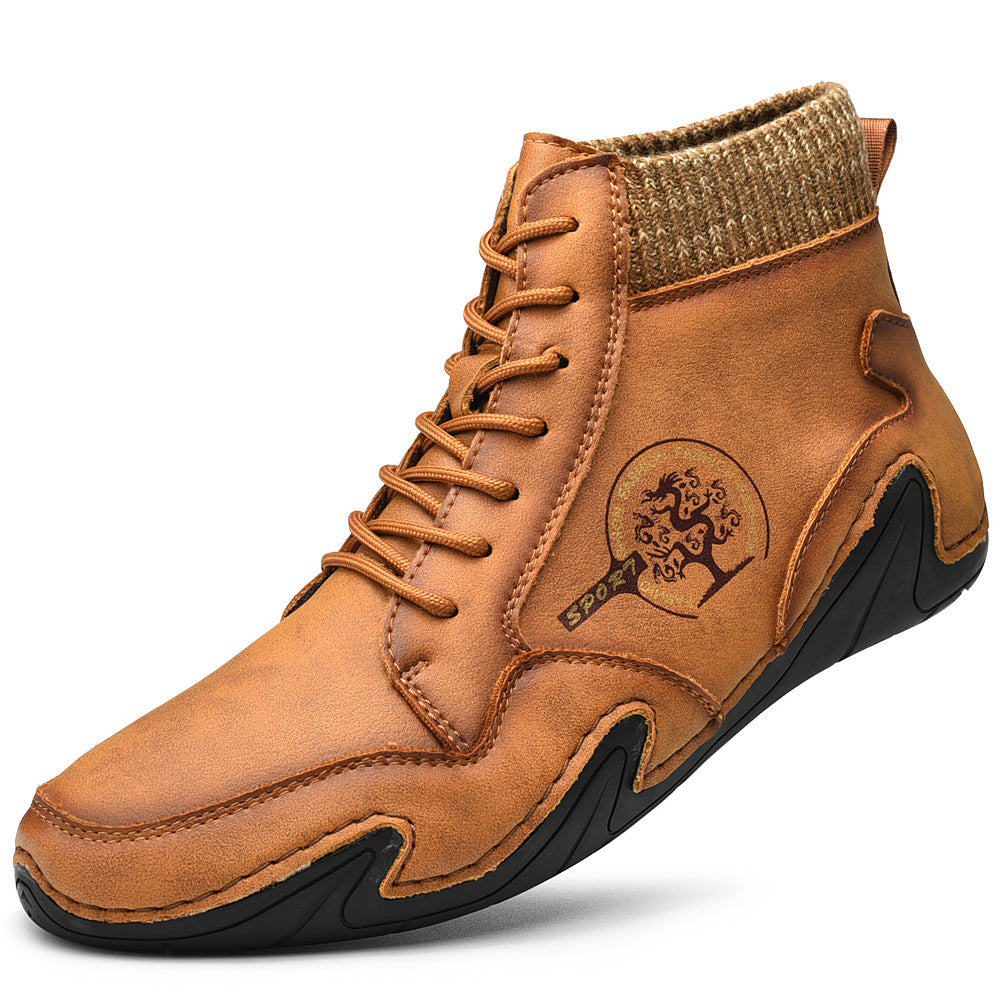 Men Handmade Leather Comfy Soft Sock Ankle Boots