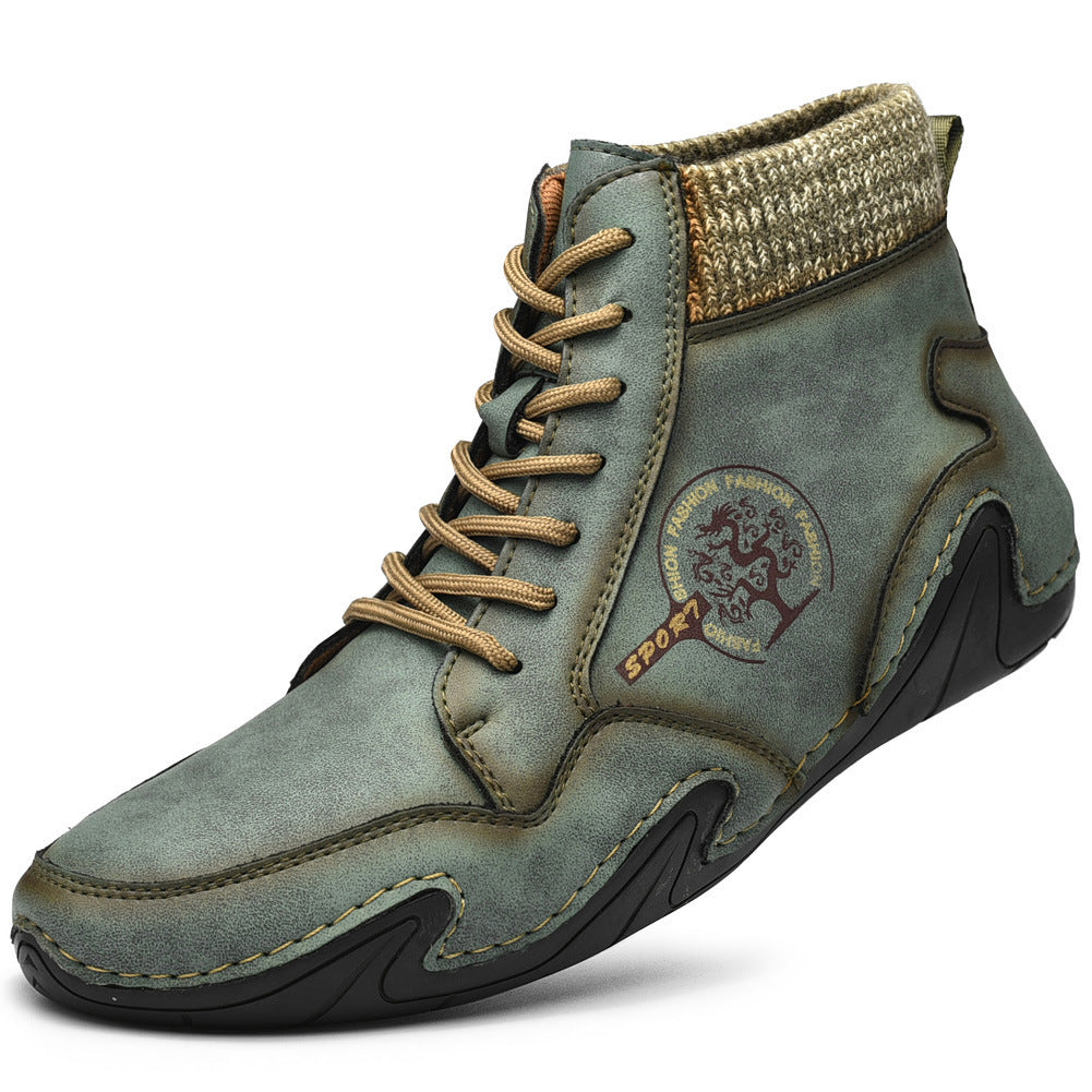 Men Handmade Leather Comfy Soft Sock Ankle Boots