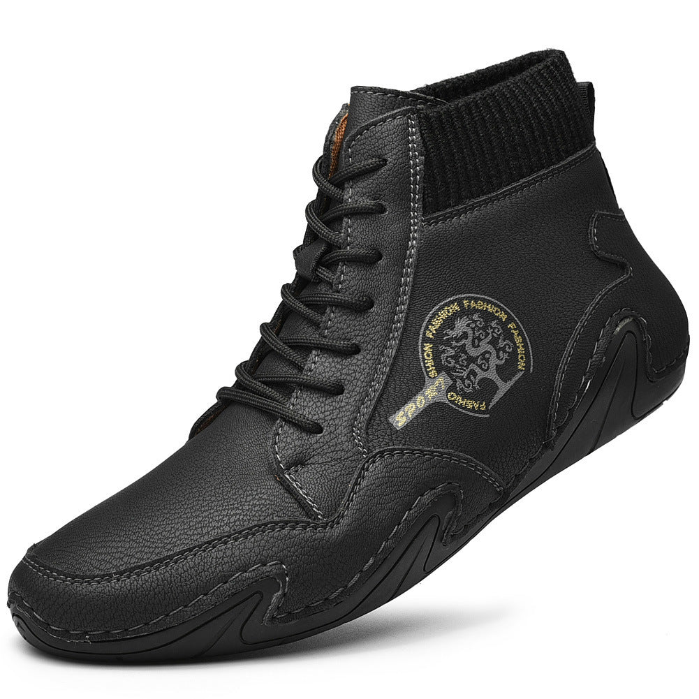 Men Handmade Leather Comfy Soft Sock Ankle Boots