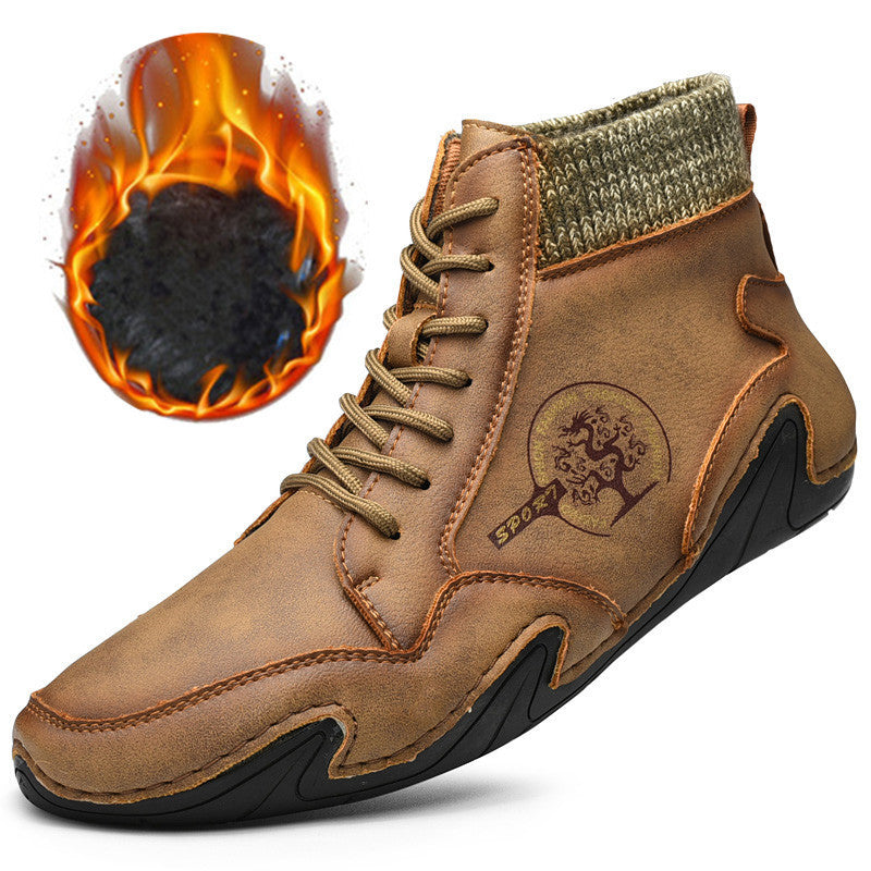 Men Handmade Leather Comfy Soft Sock Ankle Boots