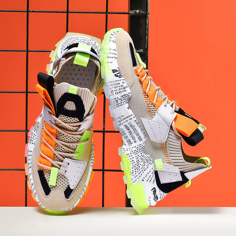 Graffiti Breathable Mesh Platform Casual Sneakers