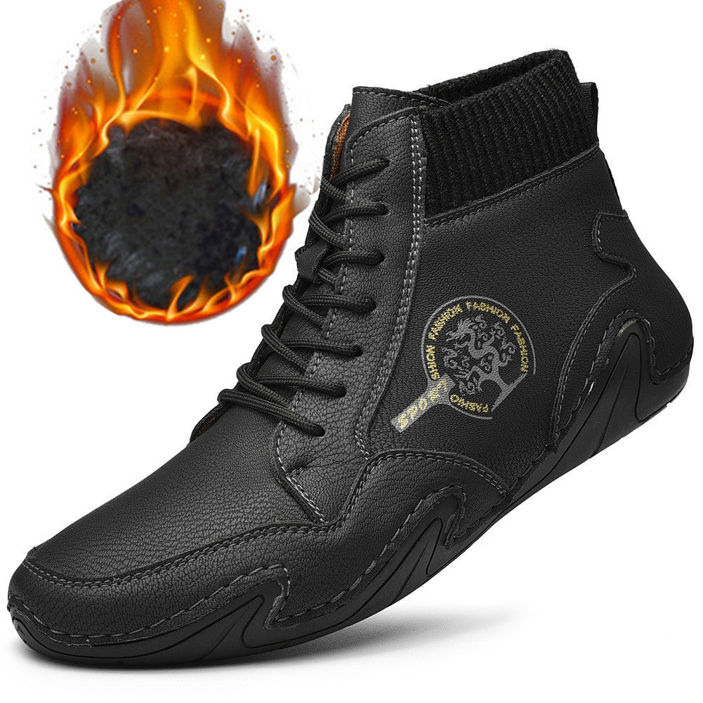Men Handmade Leather Comfy Soft Sock Ankle Boots