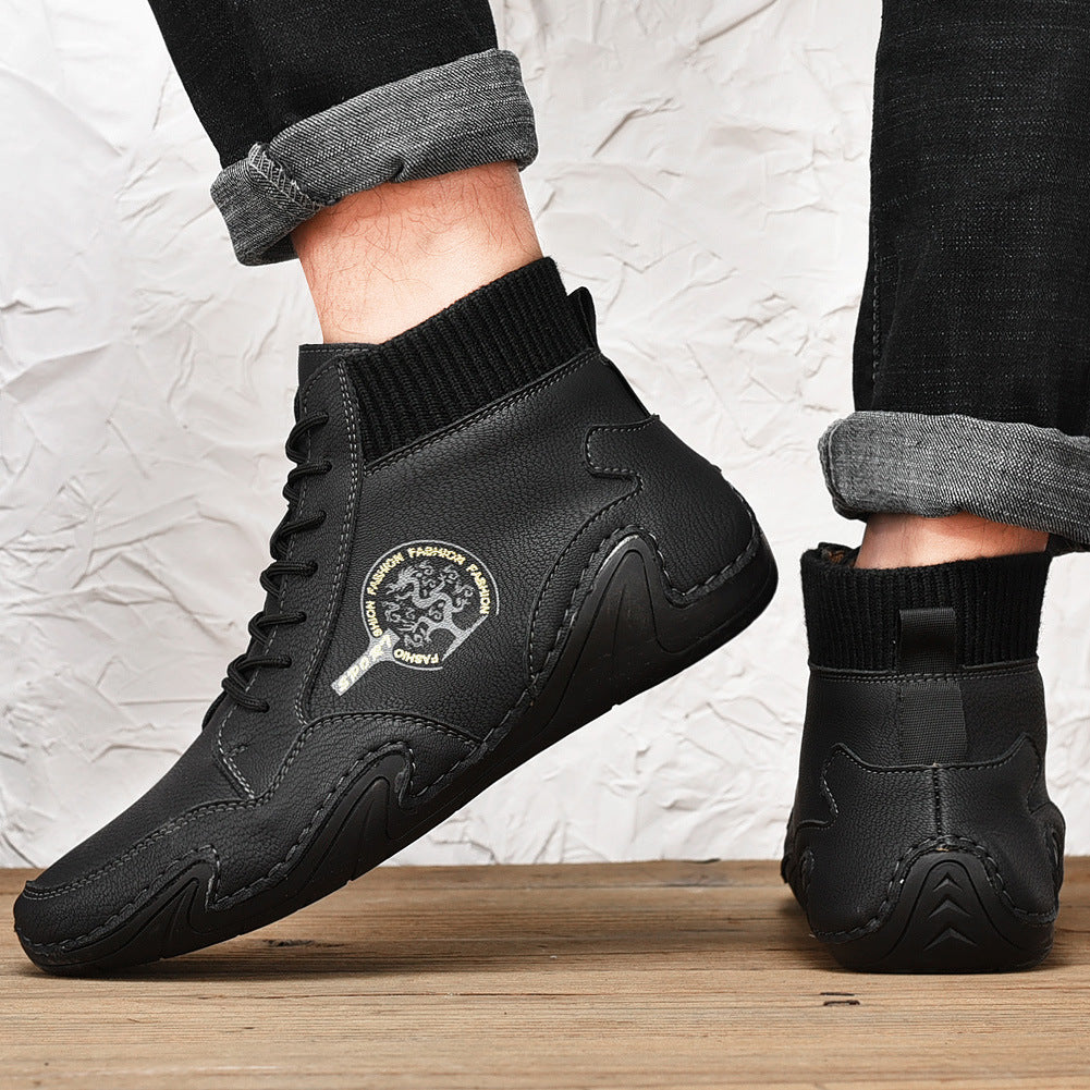 Men Handmade Leather Comfy Soft Sock Ankle Boots