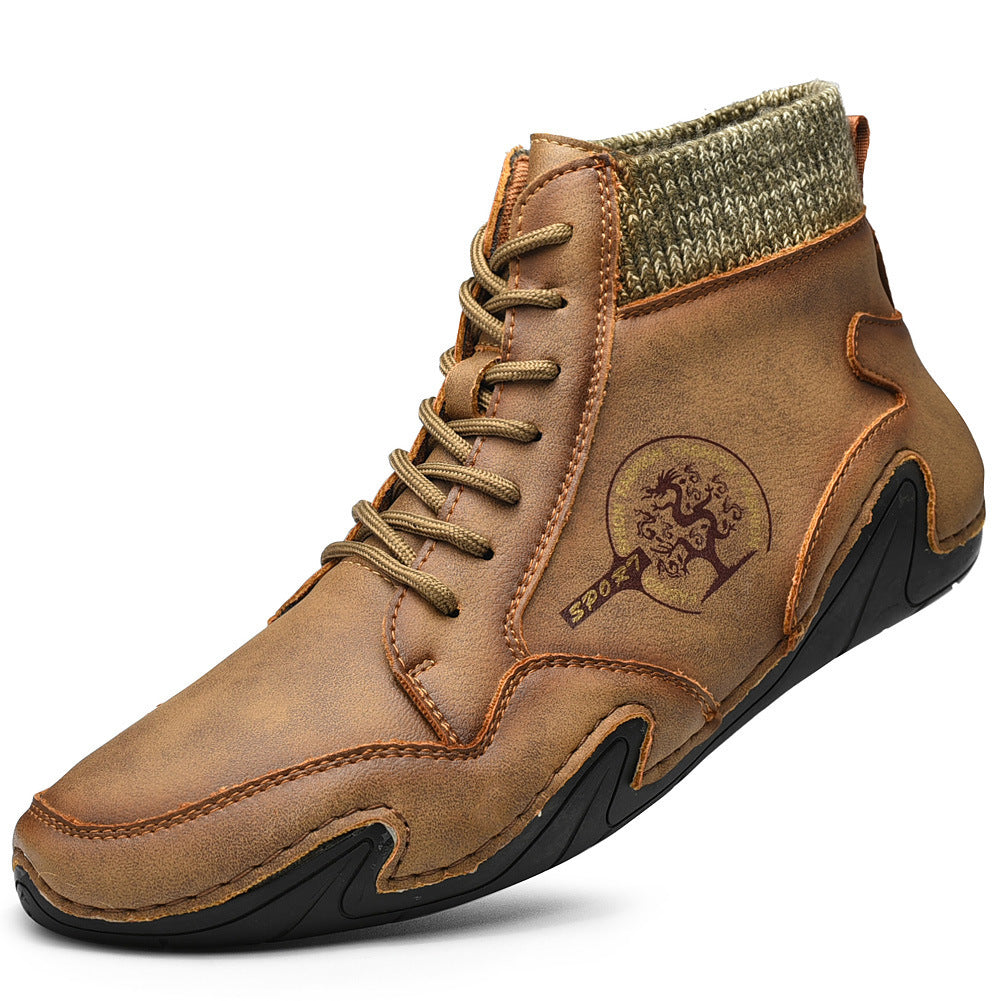 Men Handmade Leather Comfy Soft Sock Ankle Boots
