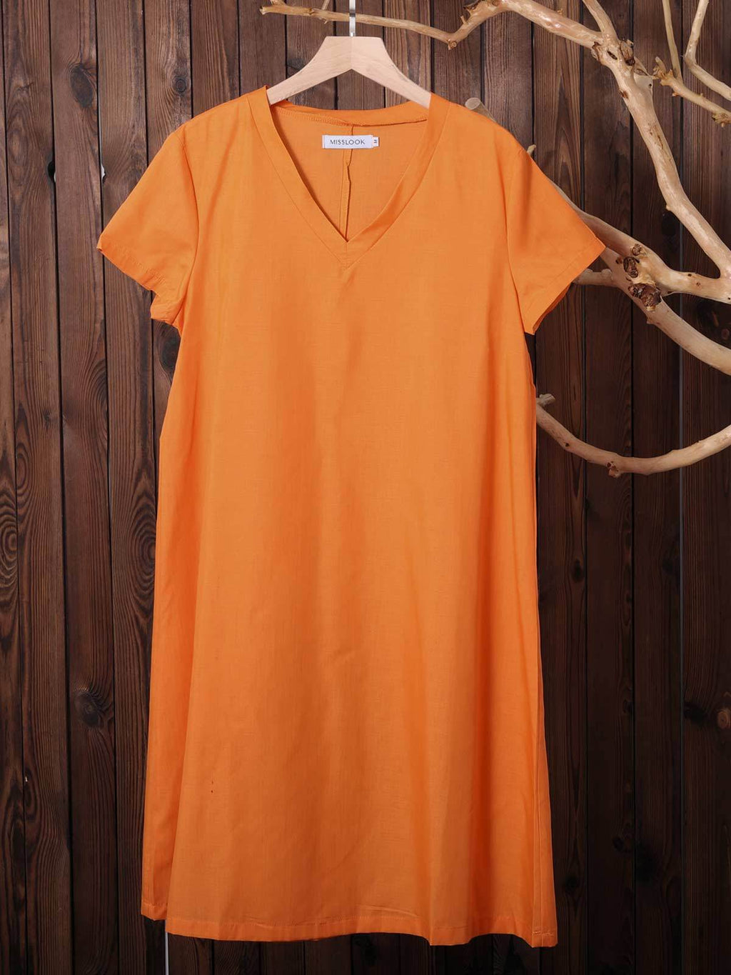 Casual Solid V-Neck Plus Size Dress