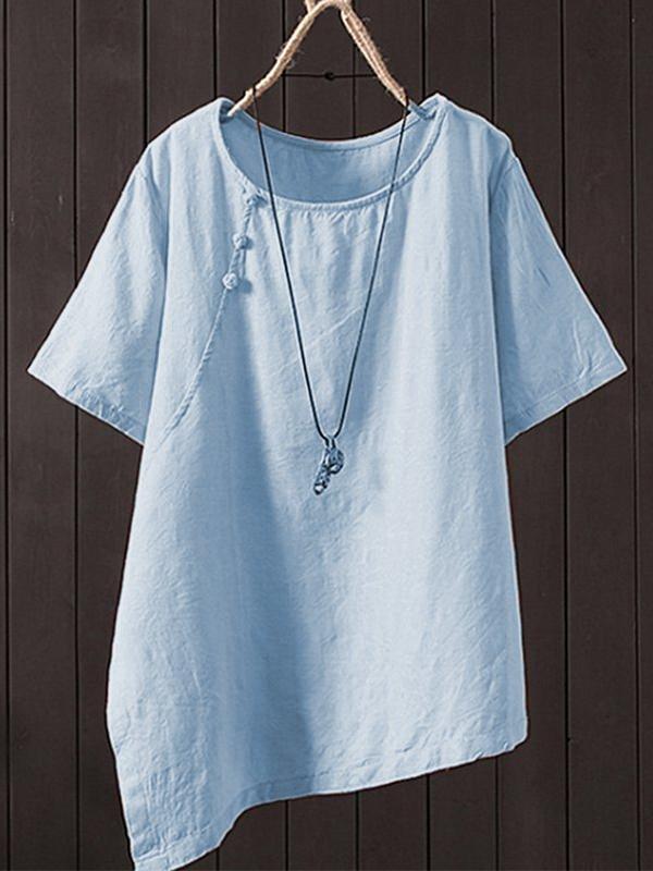 Casual Short Sleeve Round Neck Plus Size Tops