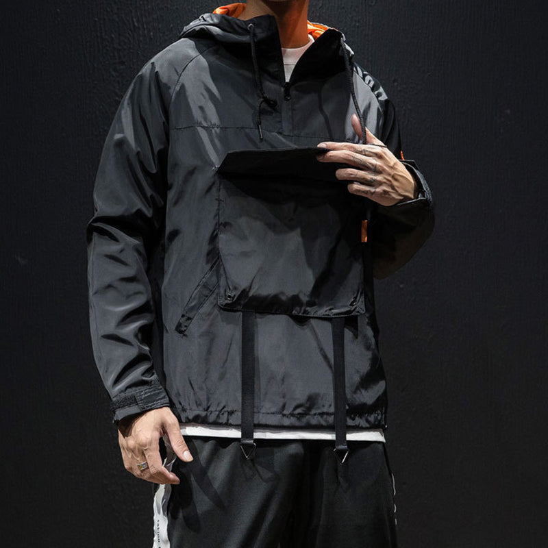Wind-proof Hooded Pullover Hip Hop Loose Jacket