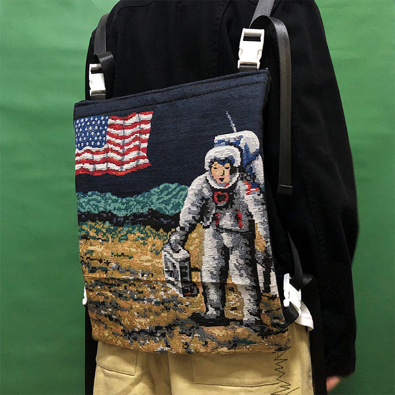 Astronaut On The Moon Expedition Crossbody Backpack