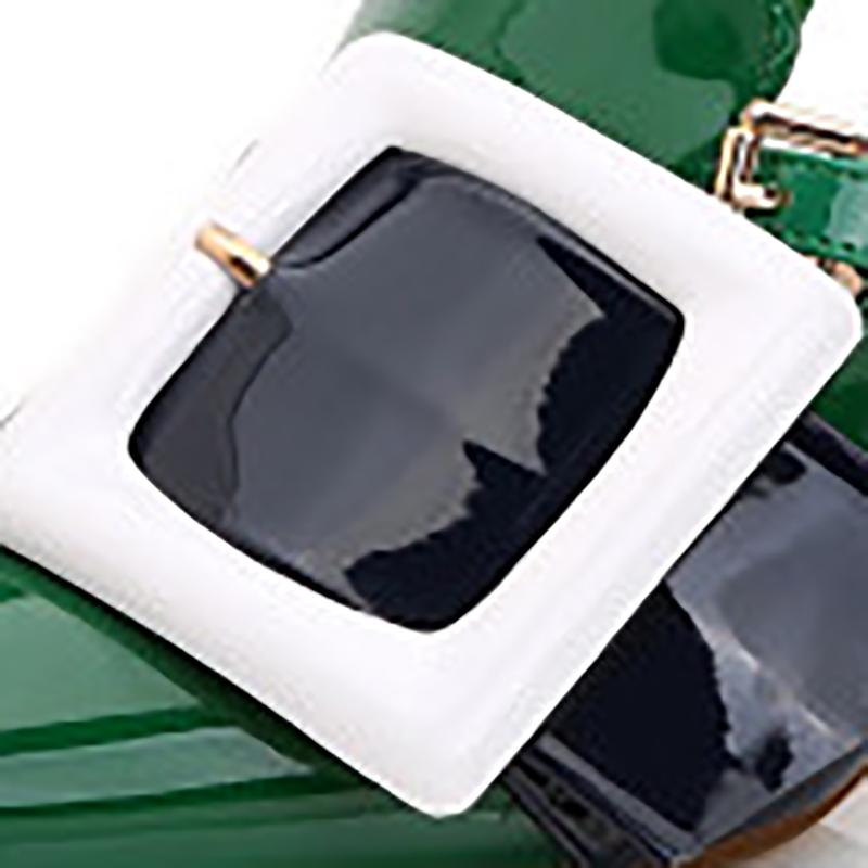 Chic Buckle Patent Leather Pointed Toe Chunky Heels