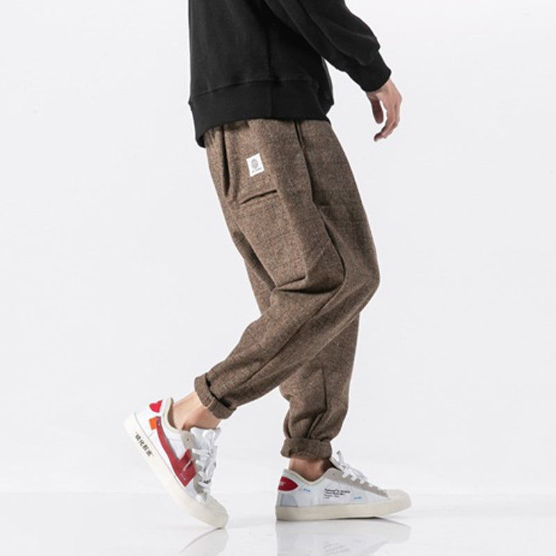 Japanese Thick Casual Plaid Trousers