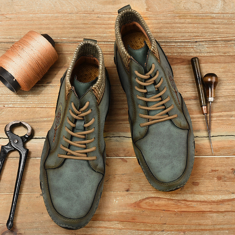 Men Handmade Leather Comfy Soft Sock Ankle Boots