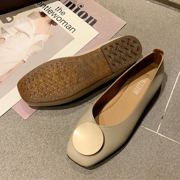 Soft Square Toe Elegant Date Flat Heel Shoes