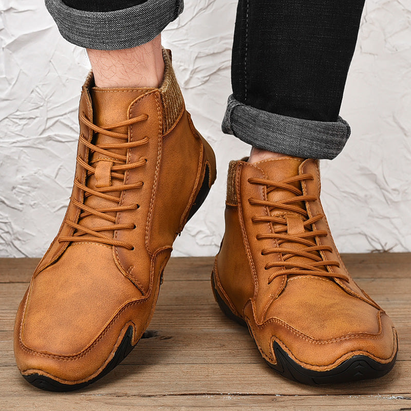 Men Handmade Leather Comfy Soft Sock Ankle Boots