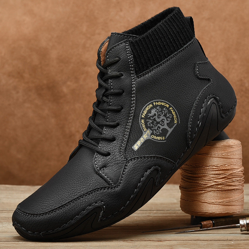 Men Handmade Leather Comfy Soft Sock Ankle Boots