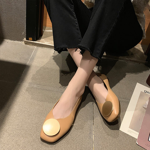 Soft Square Toe Elegant Date Flat Heel Shoes