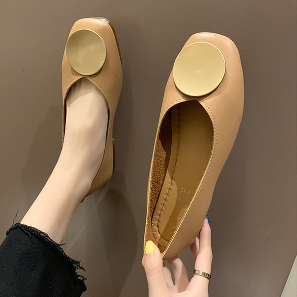 Soft Square Toe Elegant Date Flat Heel Shoes
