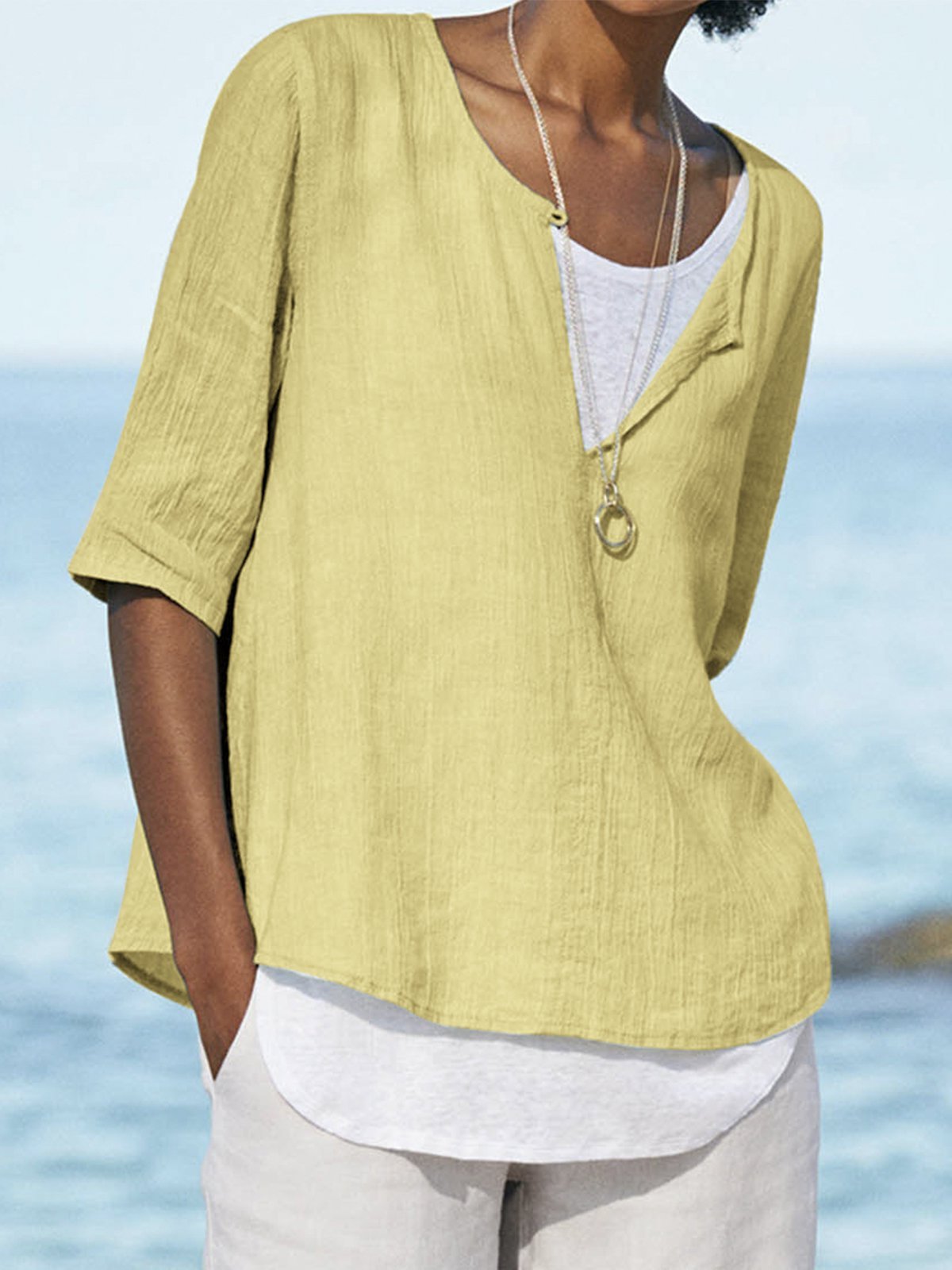 Casual Half Sleeve Solid Shirts & Tops