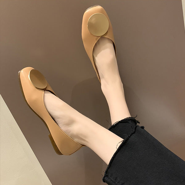 Soft Square Toe Elegant Date Flat Heel Shoes