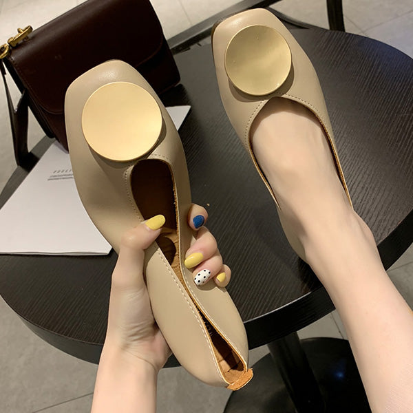 Soft Square Toe Elegant Date Flat Heel Shoes