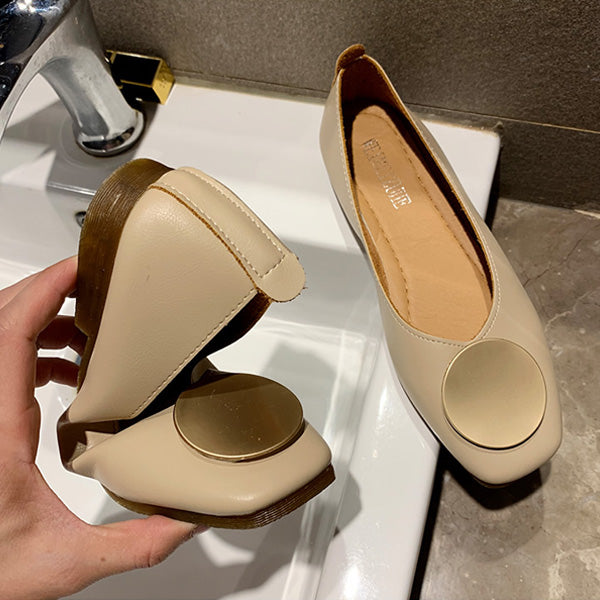 Soft Square Toe Elegant Date Flat Heel Shoes