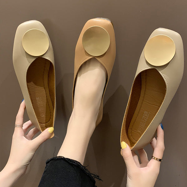Soft Square Toe Elegant Date Flat Heel Shoes