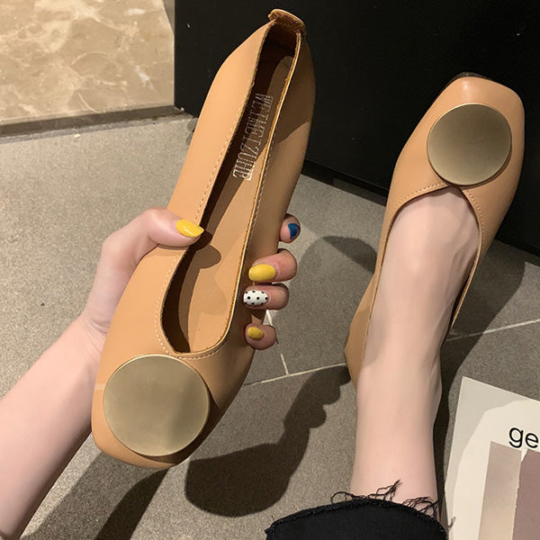 Soft Square Toe Elegant Date Flat Heel Shoes