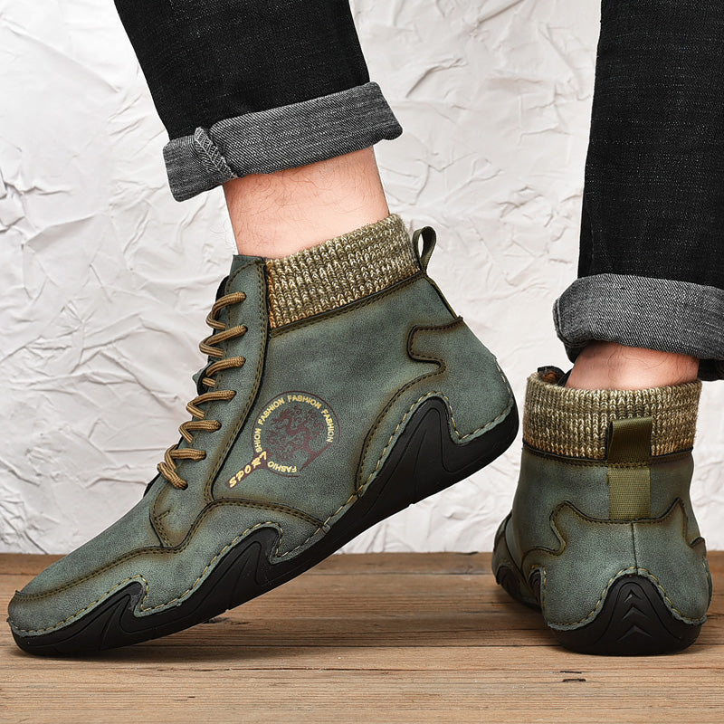 Men Handmade Leather Comfy Soft Sock Ankle Boots