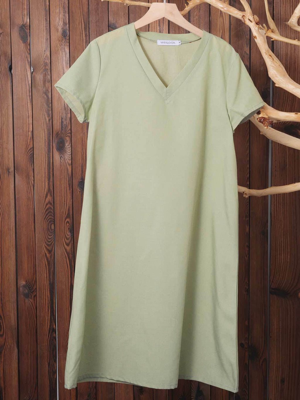 Casual Solid V-Neck Plus Size Dress