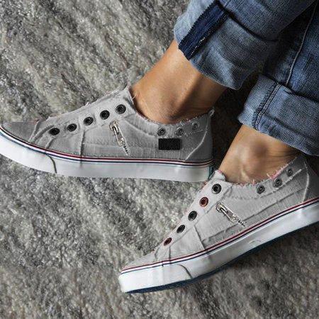Women's Zipper Everyday Canvas Slip-On Sporty Sneakers