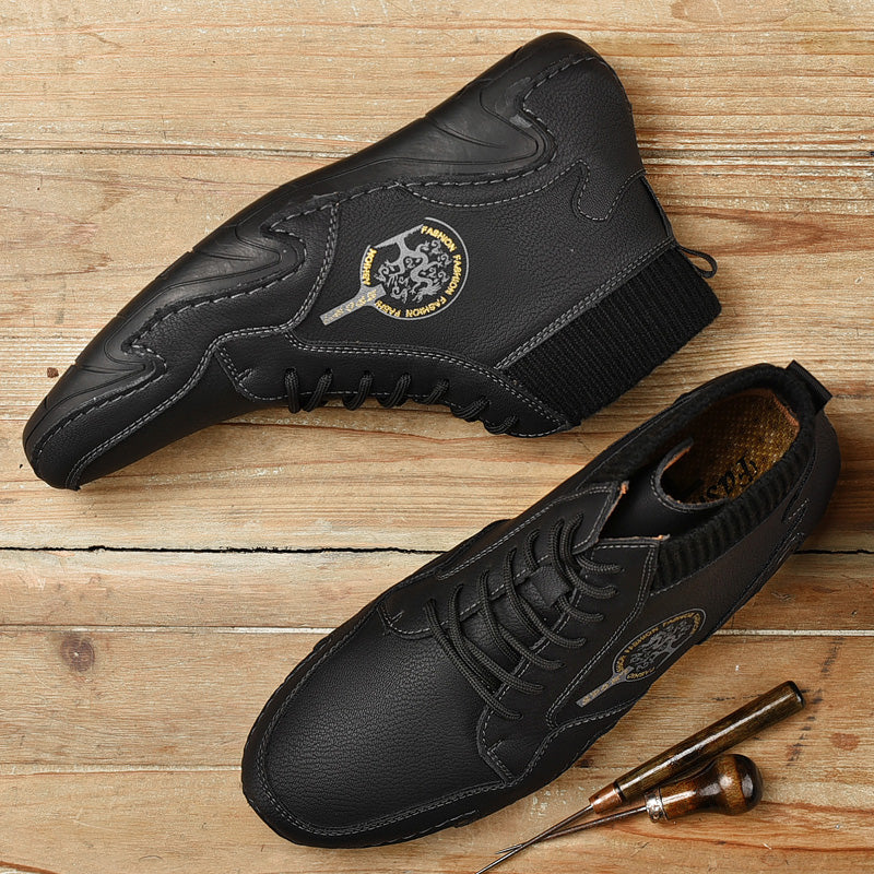 Men Handmade Leather Comfy Soft Sock Ankle Boots