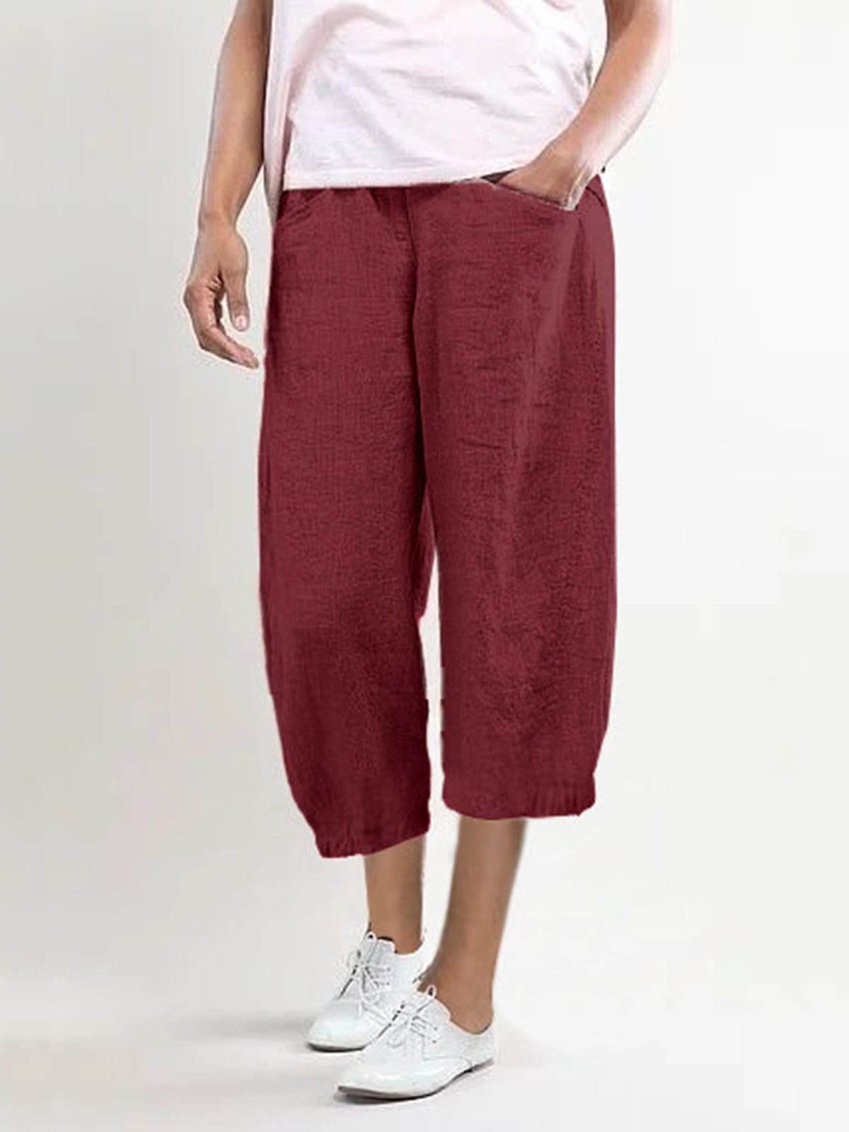 Summer Pockets Shift Casual Capri Pants