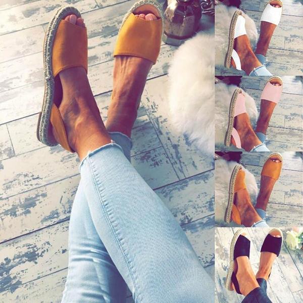 Summer Espadrilles Fashion Peep Toe Sandals Flat Sandals
