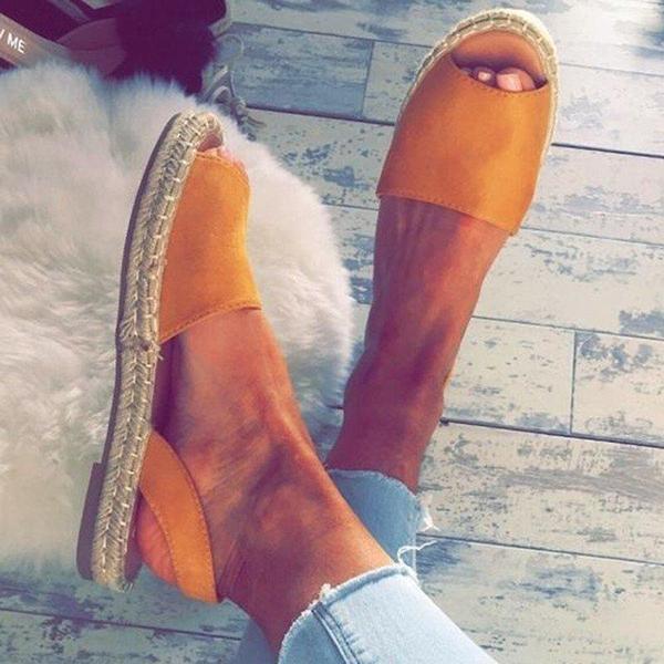 Summer Espadrilles Fashion Peep Toe Sandals Flat Sandals