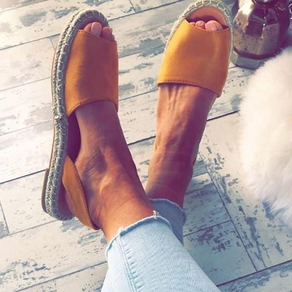Summer Espadrilles Fashion Peep Toe Sandals Flat Sandals