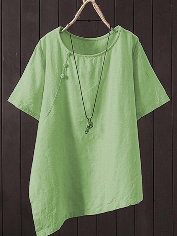 Casual Short Sleeve Round Neck Plus Size Tops