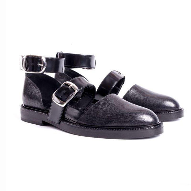 Buckle Color block Sandals Flats