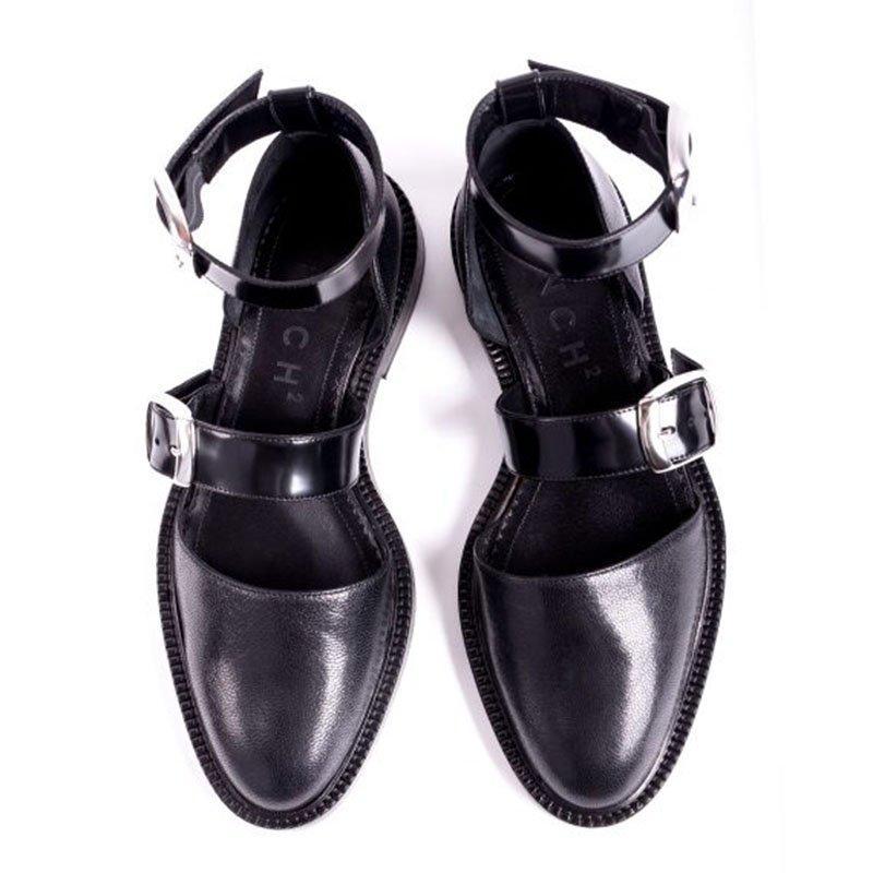 Buckle Color block Sandals Flats