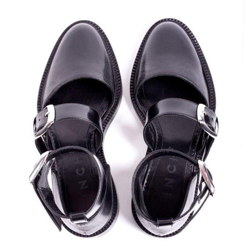 Buckle Color block Sandals Flats