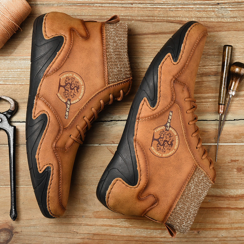 Men Handmade Leather Comfy Soft Sock Ankle Boots